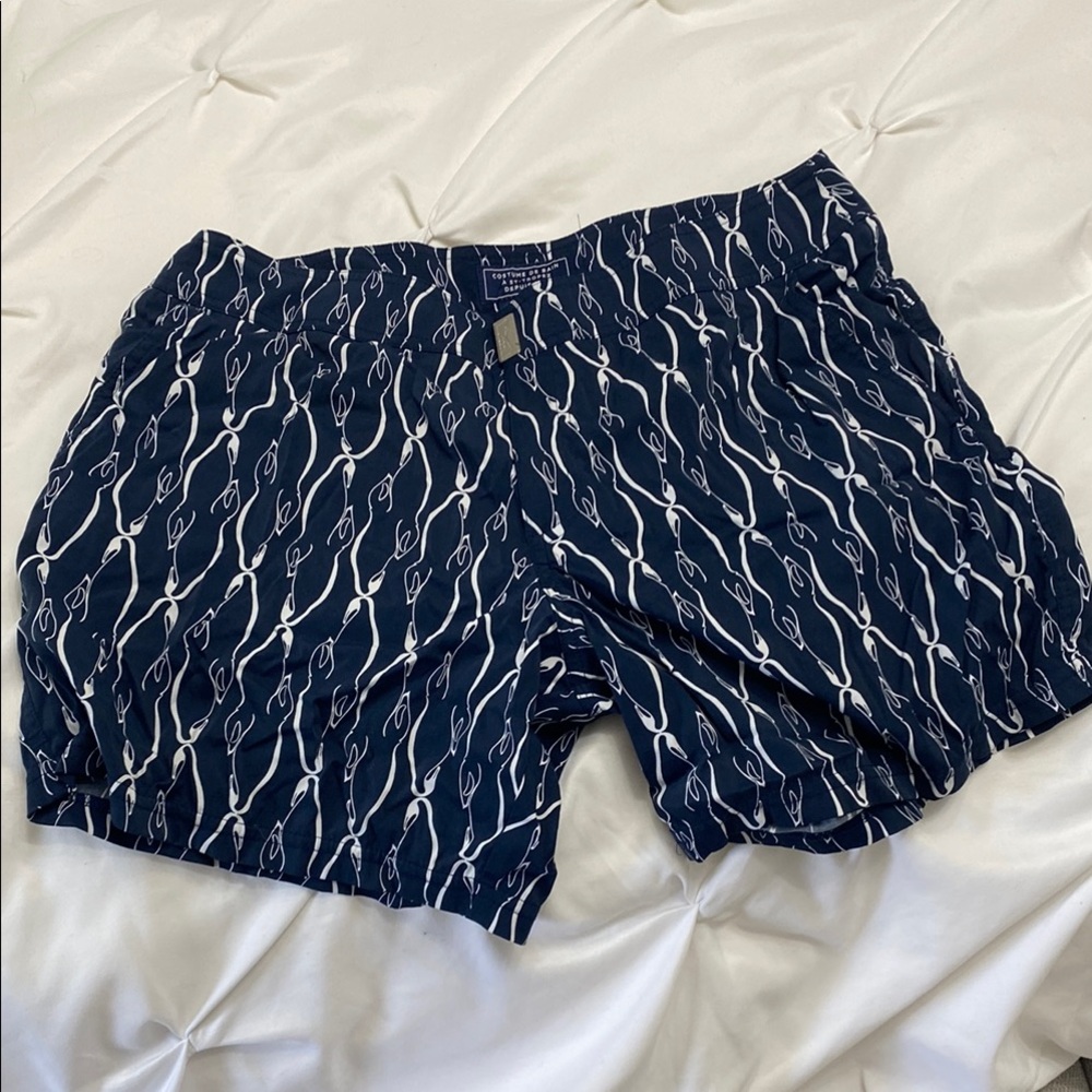 Navy and White Patterned Shorts vilebequin
